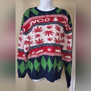 JNCO Green and Red Holiday Crewneck Sweater Sz S